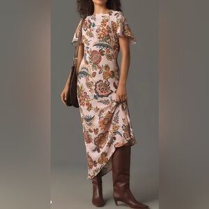 NWT Kachel x Anthropologie Flutter Sleeve Slip Dress Size 10